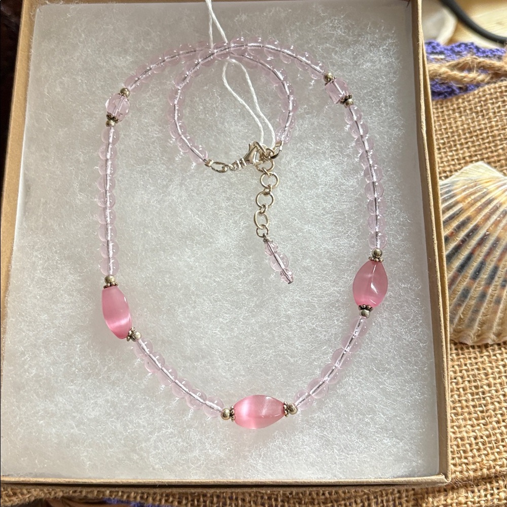 Chic Pink Beaded Necklace